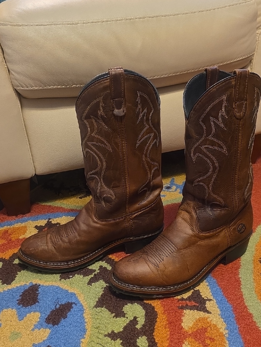 Double H  Brown Leather Western Cowboy Work Boots